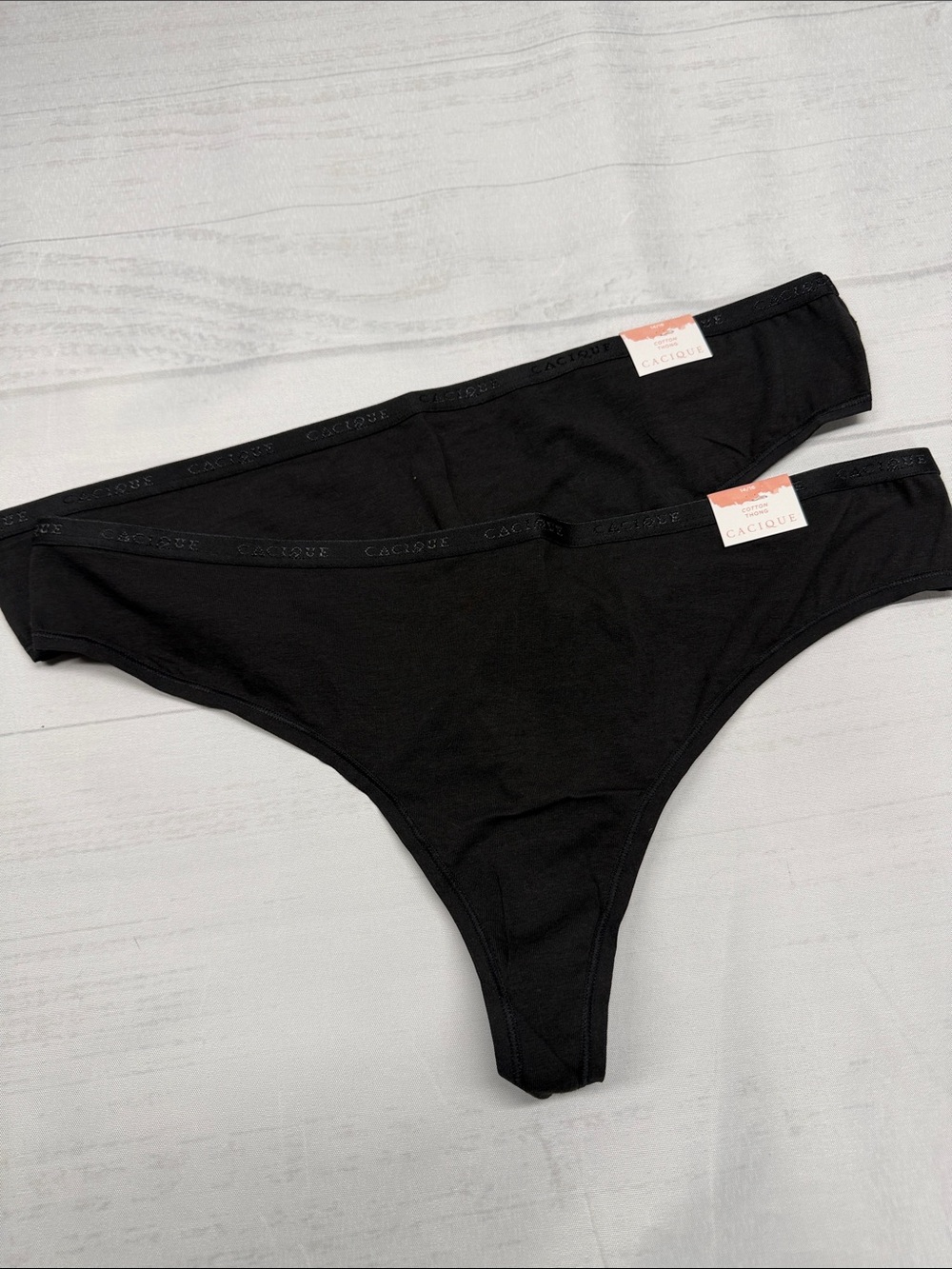 Cacique NWT 2 Pair Black Cotton Thongs Size 14/16